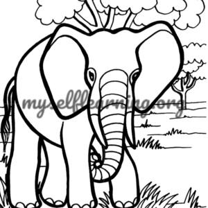 Wild Elephant Coloring Sheet | Instant Download