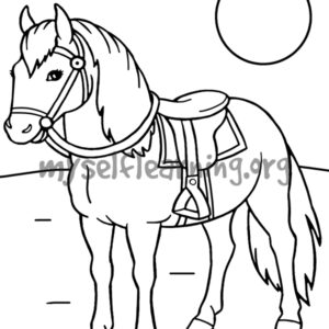 Horse with saddle Coloring Sheet | Instant Download