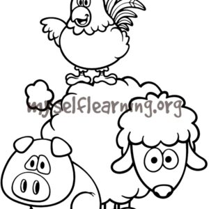 Cute Pig Sheep Rooster Coloring Sheet | Instant Download