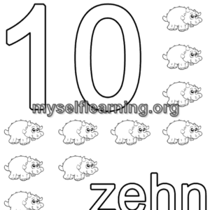 German Numbers Education Sheet 10 | Instant Download