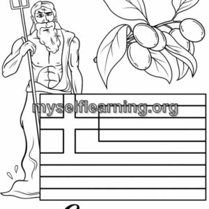 Greece Flag Educational Coloring Sheet | Instant Download