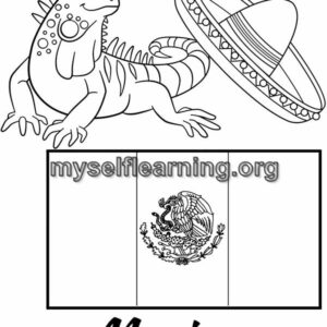 Mexico Flag Educational Coloring Sheet | Instant Download