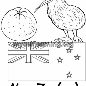 New Zealand Flag Educational Coloring Sheet | Instant Download