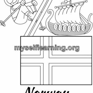 Norway Flag Educational Coloring Sheet | Instant Download