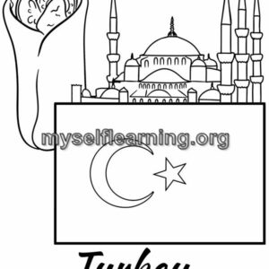 Turkey Flag Educational Coloring Sheet | Instant Download